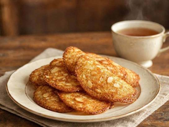 Des tuiles aux amandes de l'Angoumois dans une assiette