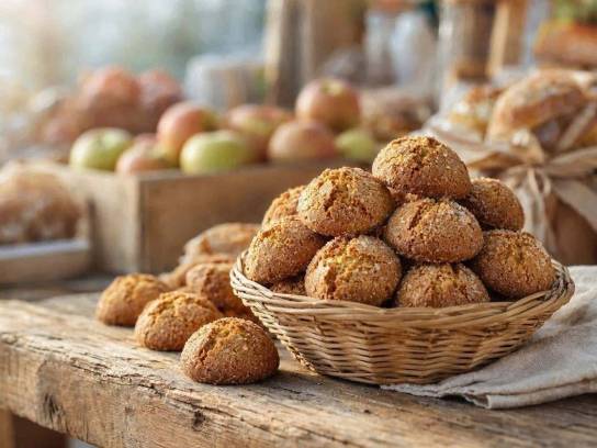 Des macaron charentais dans une corbeille en osier