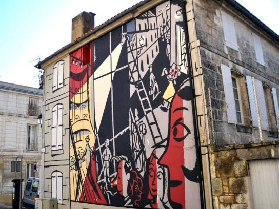 Mur peint "Les Coulisses du théâtre" - Angoulême, Charente, Nouvelle-Aquitaine, France.