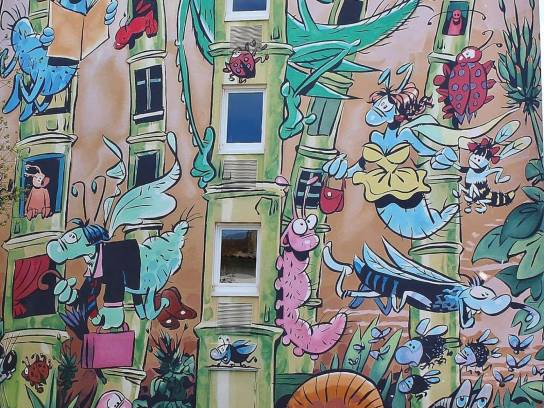 Mur peint "Les Déblocks - Le Jardin extraordinaire" - Angoulême, Charente, Nouvelle-Aquitaine, France.