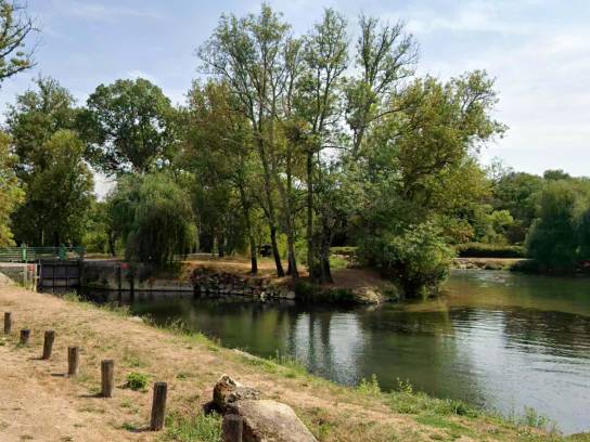 Îles de Fleurac et berges verdoyantes de la rivière Charente au niveau de l'écluse de Fleurac. - Linars, Charente, Nouvelle-Aquitaine, France.