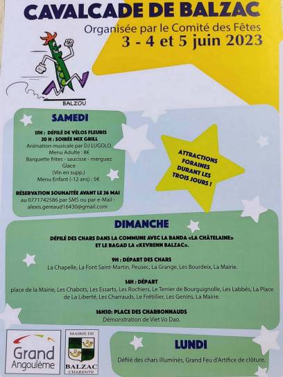 Affiche de la cavalcade de Balzac, Charente, Nouvelle-Aquitaine, France.
