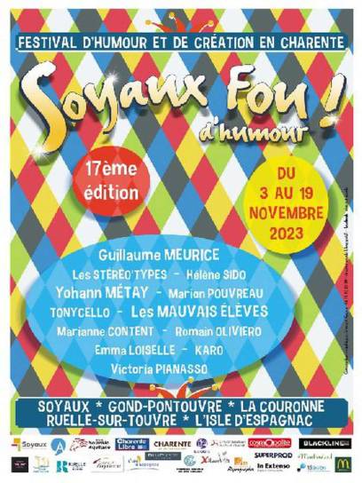 Affiche Festival Soyaux Fou d'Humour - Angoulême, Charente, Nouvelle-Aquitaine, France.