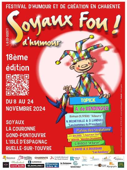 Affiche Festival Soyaux Fou d'Humour - Angoulême, Charente, Nouvelle-Aquitaine, France.