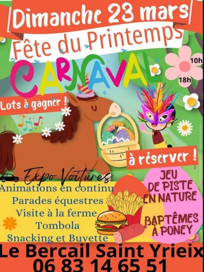 Affiche de la fête du printemps - Carnaval - Le Bercail - Saint-Yrieix-sur-Charente, Charente, Nouvelle-Aquitaine, France.