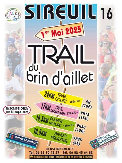 Affiche du trail du brin d'aillet - Sireuil, Charente, Nouvelle-Aquitaine, France.