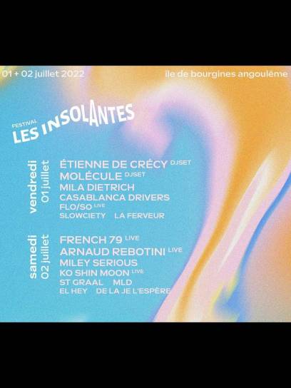 Affiche du festival Les Insolantes - Angoulême, Charente, Nouvelle-Aquitaine, France.
