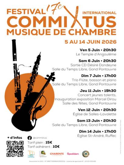 Affiche du festival international de musique de chambre Commixtus, Charente, Nouvelle-Aquitaine, France.