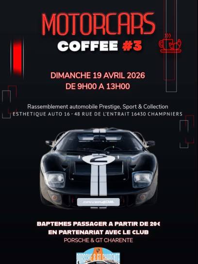Affiche Motorscars Coffee - Champniers, Charente, Nouvelle-Aquitaine, France.