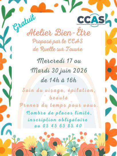 Affiche Atelier bien-être - Ruelle-sur-Touvre, Charente, Nouvelle-Aquitaine, France.