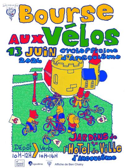 Affiche Bourse aux vélos - Angoulême, Charente, Nouvelle-Aquitaine, France.