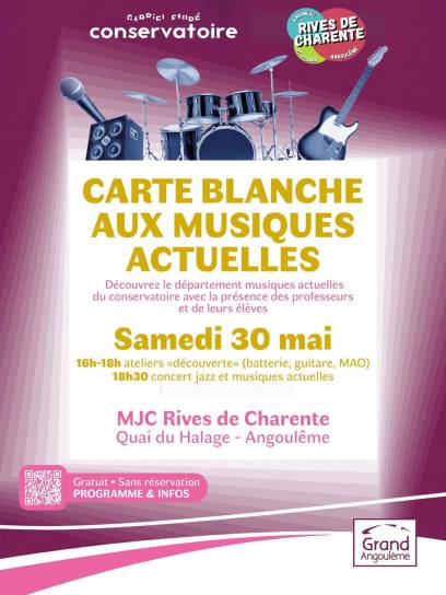Affiche Carte blanche aux Musiques Actuelles - Angoulême, Charente, Nouvelle-Aquitaine, France.