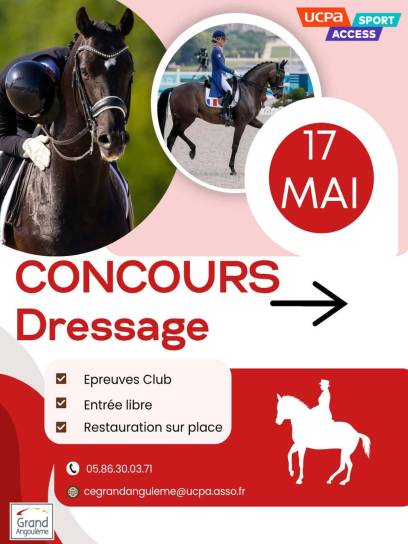 Affiche Dressage Club - UCPA GrandAngoulême - La Couronne, Charente, Nouvelle-Aquitaine, France.