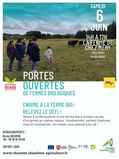 Affiche Énigme à la ferme bio : relevez le défi ! - Garat, Charente, Nouvelle-Aquitaine, France.