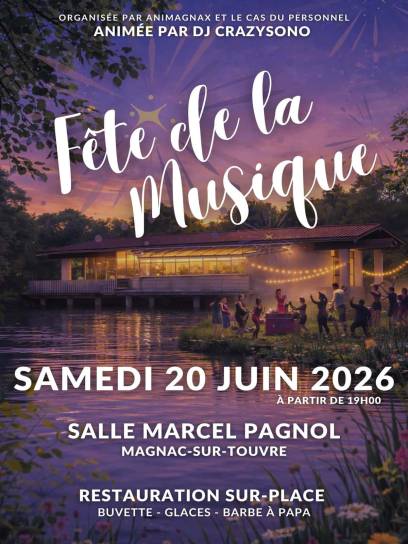 Affiche Fête de la musique à Magnac-sur-Touvre, Charente, Nouvelle-Aquitaine, France.