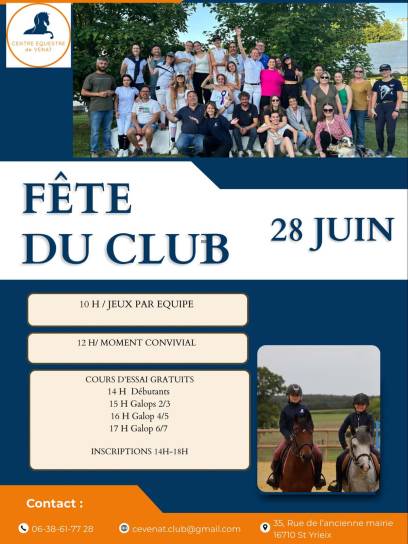 Affiche Fête du club équestre de Venat - Saint-Yrieix-sur-Charente, Charente, Nouvelle-Aquitaine, France.