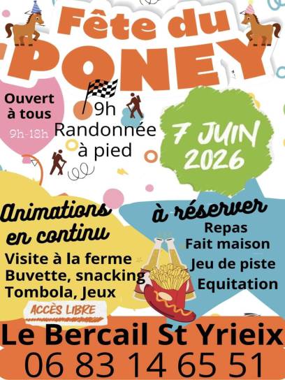 Affiche de la Fête du Poney au centre équestre du Bercail - Saint-Yrieix-sur-Charente, Charente, Nouvelle-Aquitaine, France.