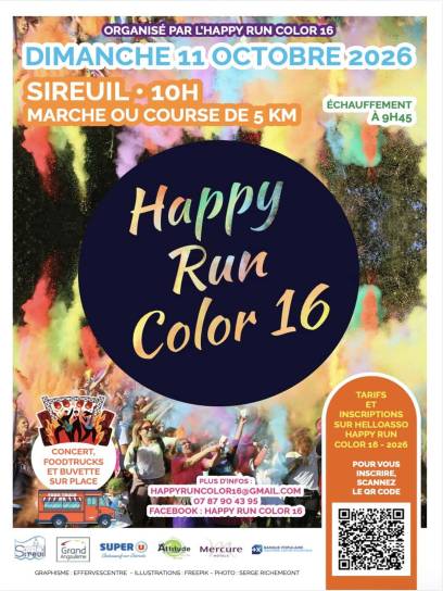 Affiche Happy Run Color 16 - Sireuil, Charente, Nouvelle-Aquitaine, France.