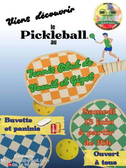 Affiche Initiation au pickleball - Voeuil-et-Giget, Charente, Nouvelle-Aquitaine, France.