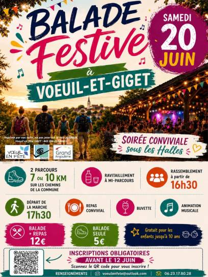 Affiche Marche festive à Voeuil-et-Giget, Charente, Nouvelle-Aquitaine, France.