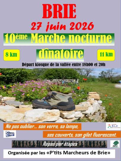 Affiche de la marche nocturne dînatoire à Brie, Charente, Nouvelle-Aquitaine, France.