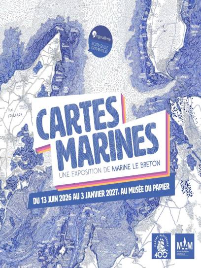 Affiche exposition Marine Le Breton - Cartes marines - Angoulême, Charente, Nouvelle-Aquitaine, France.