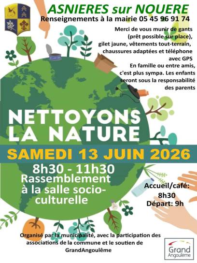 Affiche Matinée environnementale à Asnières-sur-Nouère, Charente, Nouvelle-Aquitaine, France.