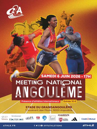 Affiche Meeting national d'athlétisme d'Angoulême, Charente, Nouvelle-Aquitaine, France.