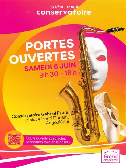 Affiche Portes ouvertes au Conservatoire Gabriel Fauré - Angoulême, Charente, Nouvelle-Aquitaine, France.