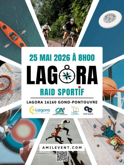 Affiche du raid sportif de Lagora - Gond-Pontouvre, Charente, Nouvelle-Aquitaine, France.