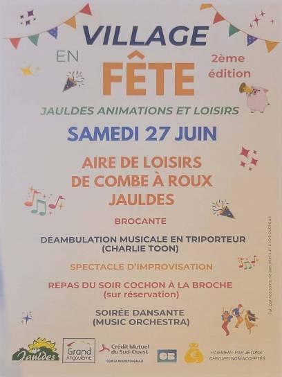 Affiche Village en fête - Jauldes, Charente, Nouvelle-Aquitaine, France.