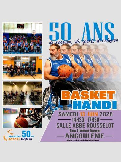 Affiche des 50 ans du club Angoulême Basket Handi - Angoulême, Charente, Nouvelle-Aquitaine, France.