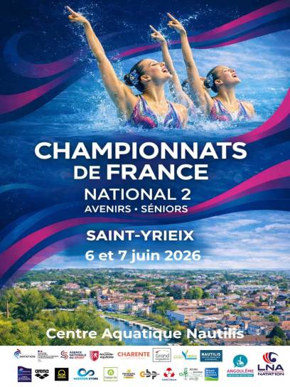 Affiche Championnats de France de natation artistique N2 - Avenirs - Séniors - Saint-Yrieix-sur-Charente, Charente, Nouvelle-Aquitaine, France.