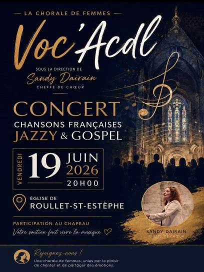 Affiche Concert chansons françaises, jazzy & gospel - Roullet-Saint-Estèphe, Charente, Nouvelle-Aquitaine, France.