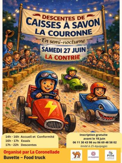 Affiche Descentes de caisses à savon - La Couronne, Charente, Nouvelle-Aquitaine, France.