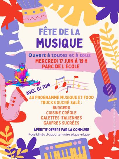 Affiche de la Fête de la musique à Saint-Saturnin, Charente, Nouvelle-Aquitaine, France.