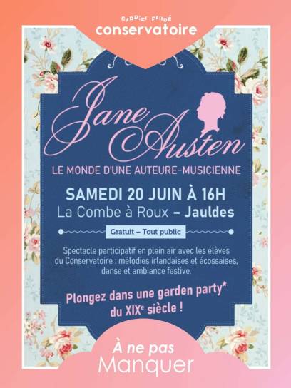 Affiche Jane Austen - Le monde d'une auteure-musicienne - Jauldes, Charente, Nouvelle-Aquitaine, France.