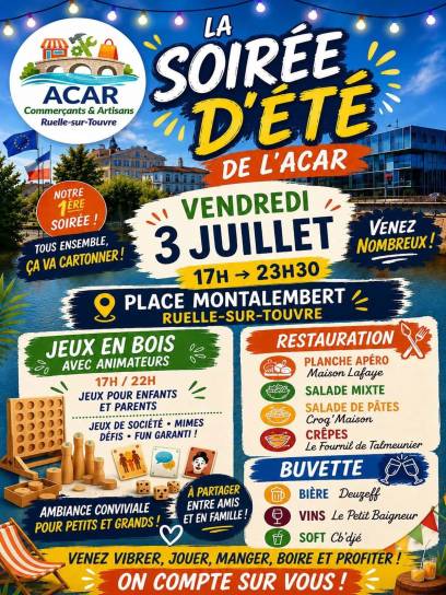 Affiche La soirée d'été de l'ACAR - Ruelle-sur-Touvre, Charente, Nouvelle-Aquitaine, France.