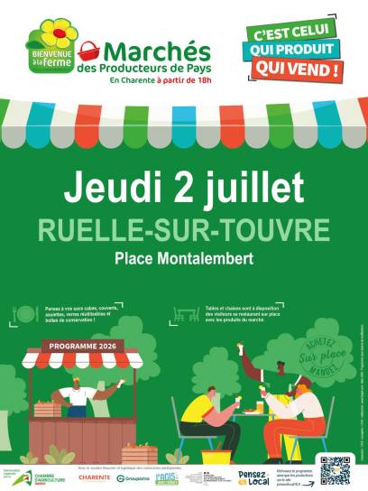 Affiche Marché des producteurs de pays à Ruelle-sur-Touvre, Charente, Nouvelle-Aquitaine, France.