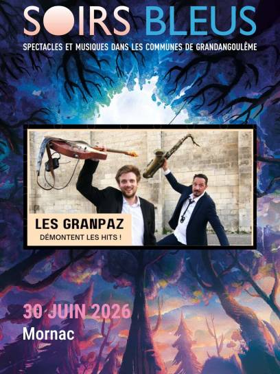 Affiche festival les Soirs Bleus - Les Granpaz - Mornac, Charente, Nouvelle-Aquitaine, France.
