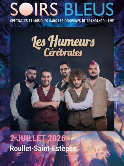 Affiche festival les Soirs Bleus - Les Humeurs Cérébrales - Roullet-Saint-Estèphe, Charente, Nouvelle-Aquitaine, France.