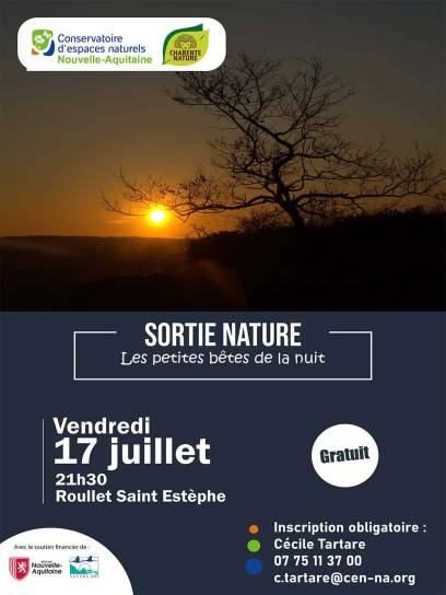 Affiche Sortie nature - Les petites bêtes de la nuit - Roullet-Saint-Estèphe, Charente, Nouvelle-Aquitaine, France.