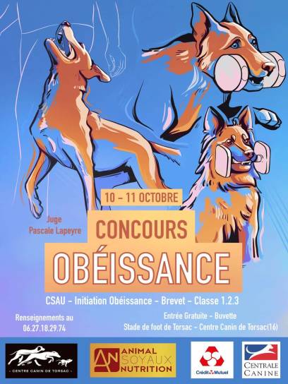 Affiche Concours d'obéissance - Torsac, Charente, Nouvelle-Aquitaine, France.