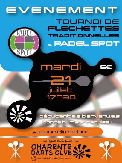 Affiche Tournoi de fléchettes traditionnelles - Gond-Pontouvre, Charente, Nouvelle-Aquitaine, France.