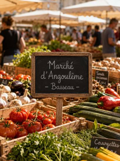 Affiche pour le marché d'Angoulême - Basseau, Charente, Nouvelle-Aquitaine, France.