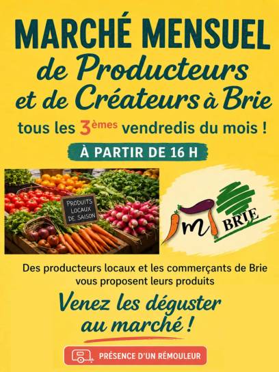Affiche du marché de Brie, Charente, Nouvelle-Aquitaine, France.