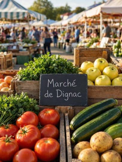 Affiche pour le marché de Dignac, Charente, Nouvelle-Aquitaine, France.