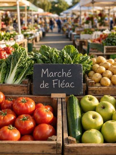 Affiche pour le marché de Fléac, Charente, Nouvelle-Aquitaine, France.