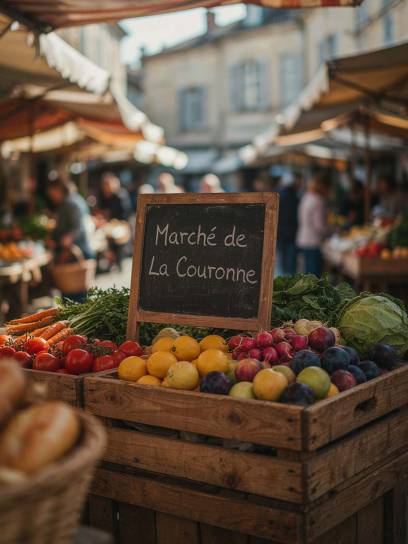 Affiche pour le marché de La Couronne, Charente, Nouvelle-Aquitaine, France.