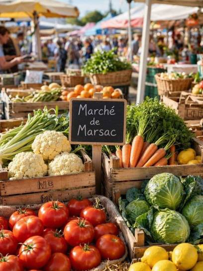 Affiche pour le marché de Marsac, Charente, Nouvelle-Aquitaine, France.